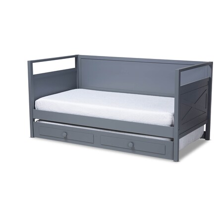 Baxton Studio Cintia Grey Finished Wood Twin Size Daybed with Trundle 158-9643-9657